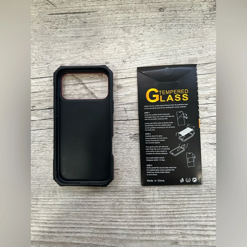 iPhone 17Pro Max Premium Tempered Glass and Rose Gold Phone Case